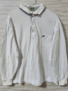Crocodi Long-Sleeve Polo Shirt White With Black Point